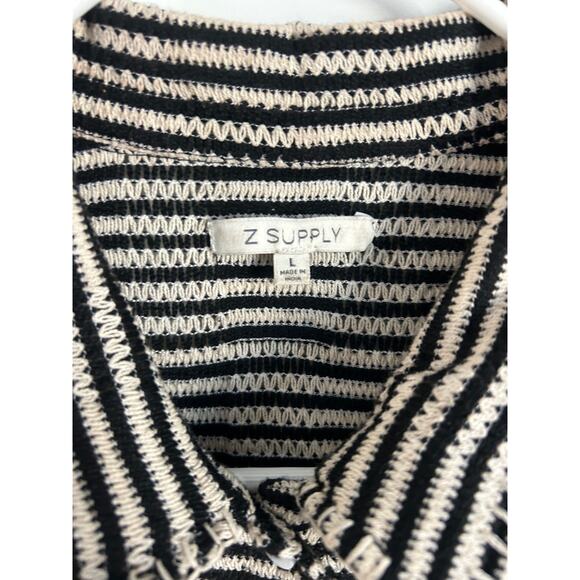 Z SUPPLY Women's Monaco Crochet Top Black White Striped Large - Picture 5 of 8